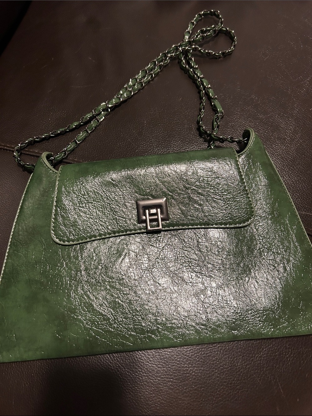 Green Leather 2-way Crossbody/Shoulder Bag